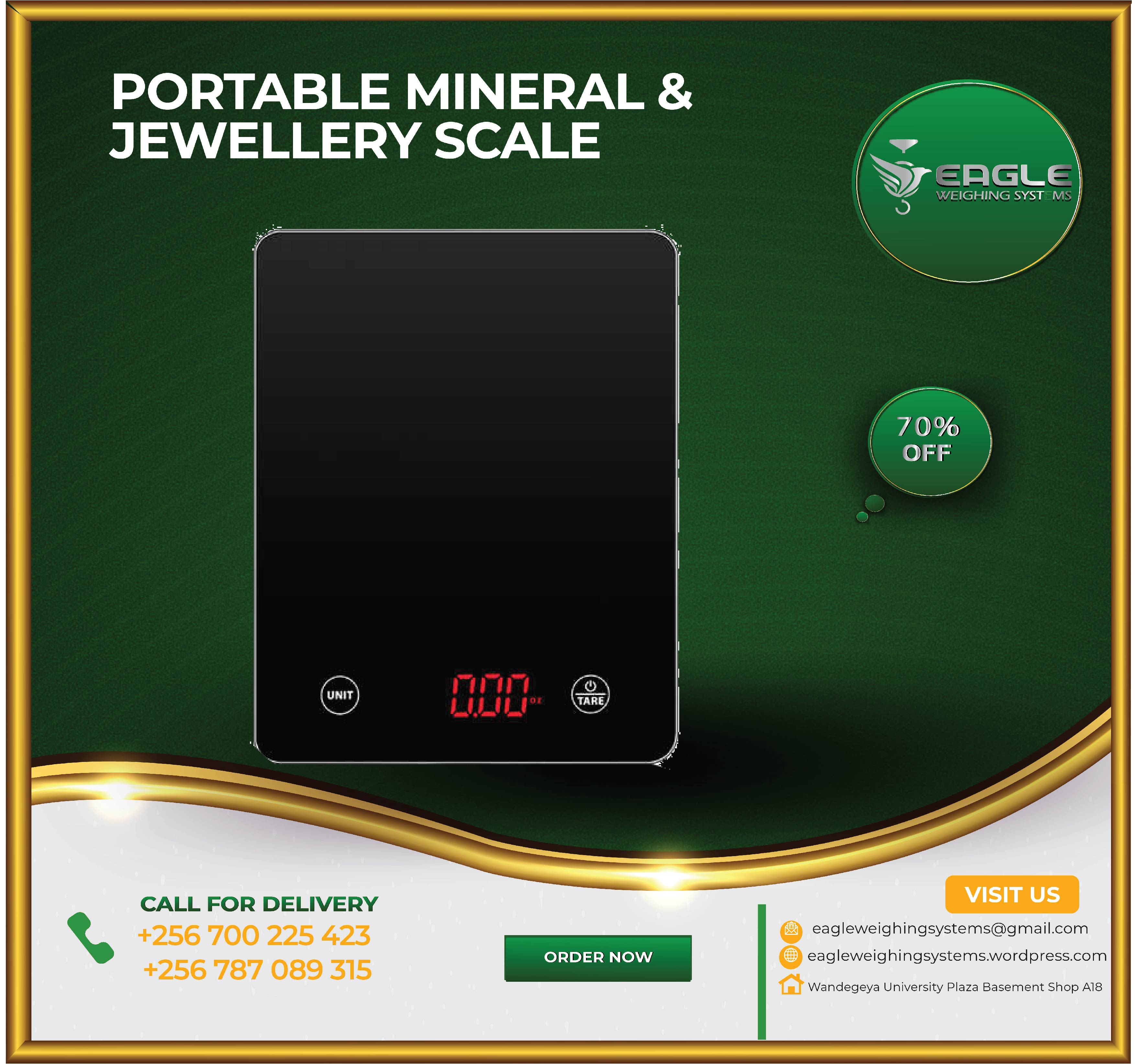 Calibrated Mineral Weighing Scales.